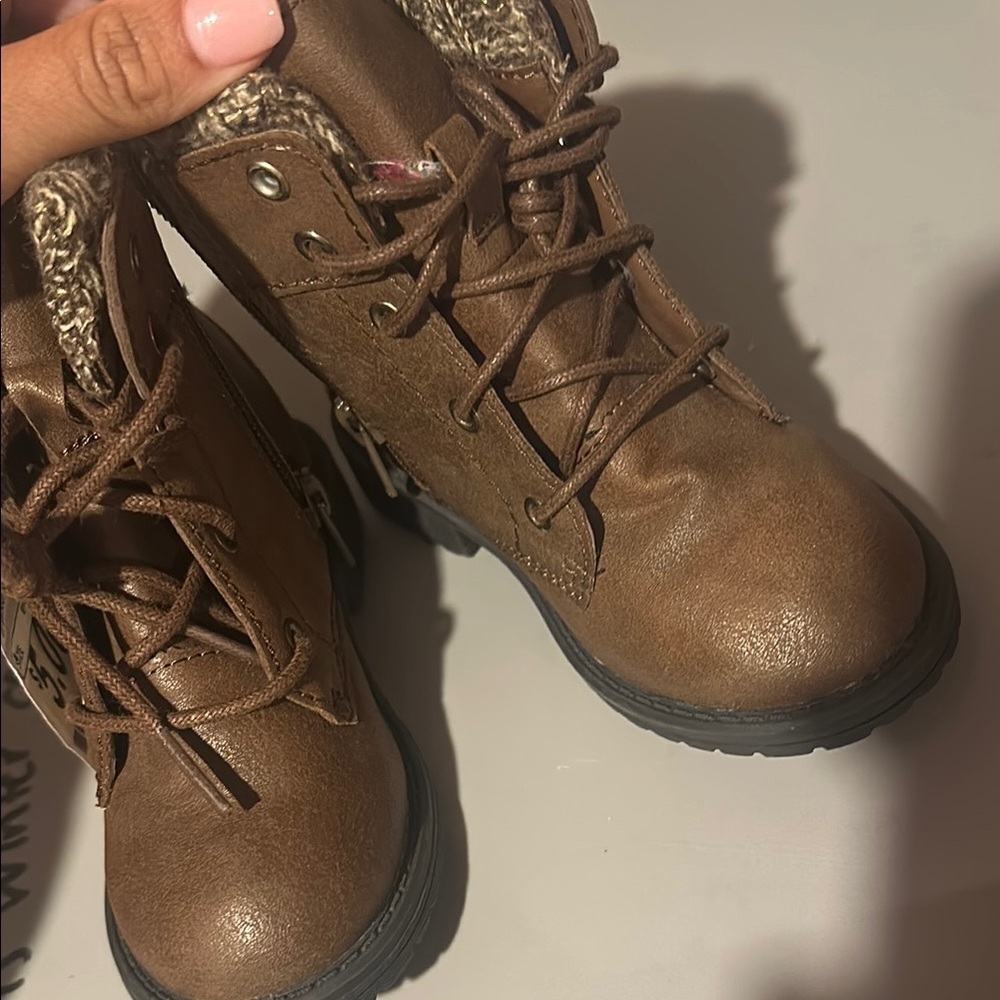 Brown Lace-Up Ankle Boots - Picture 2 of 7